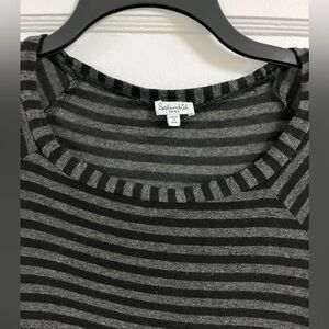 Splendid Black Gray striped Crewneck knit top - Size Small